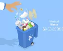 3D Isometric Flat Vector Conceptual Illustration of Biohazardous Medical Waste Disposal, Infectious Garbage Management