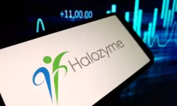 Halozyme logo on monitor